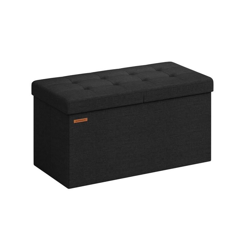 Sitzbank mit Stauraum 38 x 76 x 38 cm tintenschwarz von SONGMICS