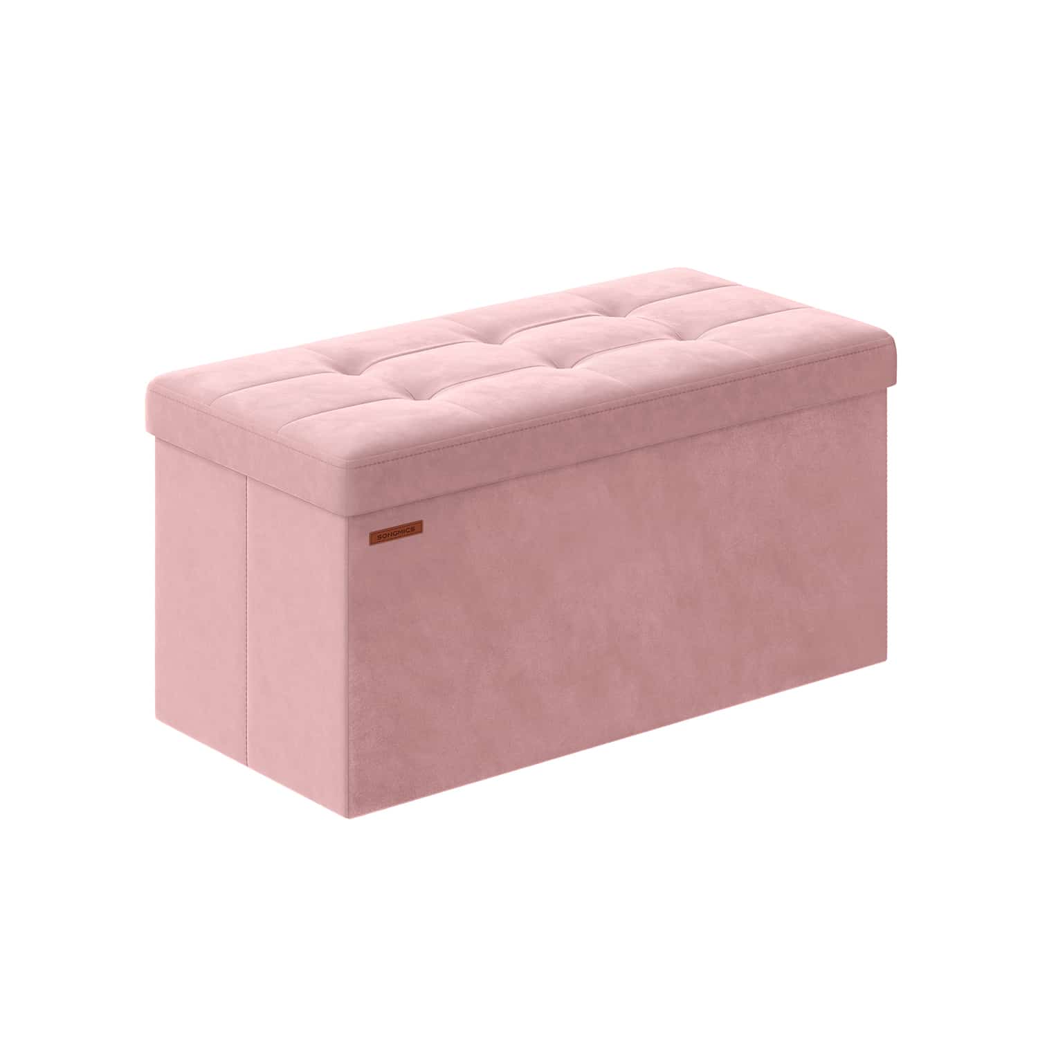 Sitzbank mit Stauraum aus Samt, 38 x 76 x 38 cm, klappbare Sitztruhe von SONGMICS
