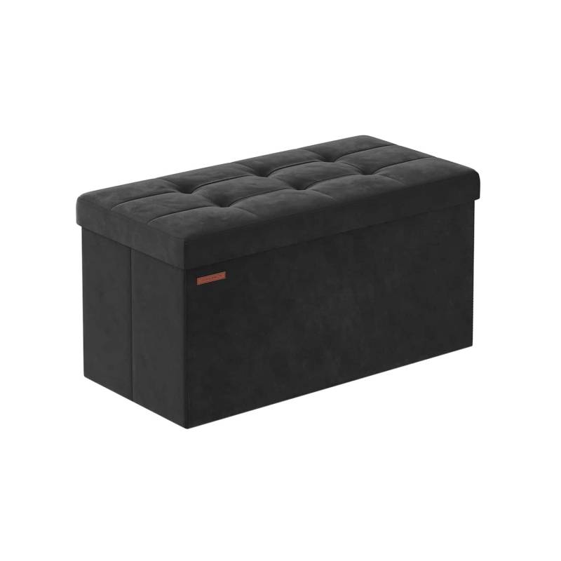 Sitzbank mit Stauraum aus Samt, 38 x 76 x 38 cm, klappbare Sitztruhe von SONGMICS