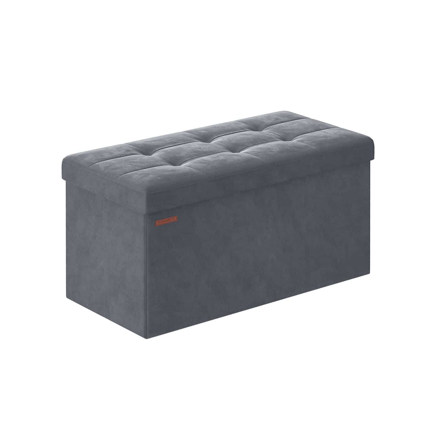 Sitzbank mit Stauraum aus Samt, 38 x 76 x 38 cm, klappbare Sitztruhe von SONGMICS