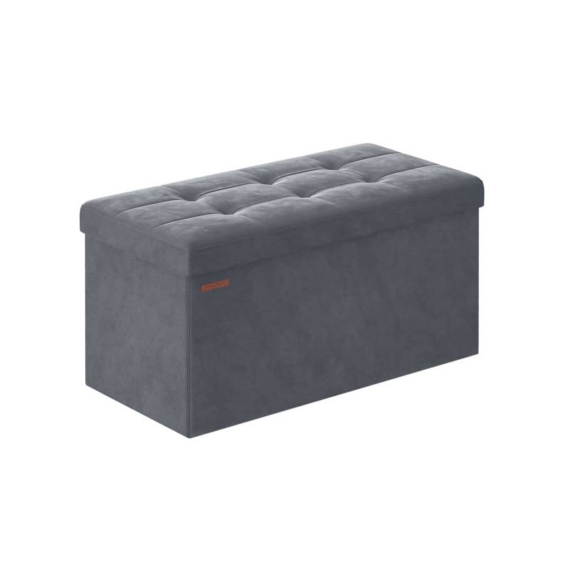 Sitzbank mit Stauraum aus Samt, 38 x 76 x 38 cm, klappbare Sitztruhe von SONGMICS