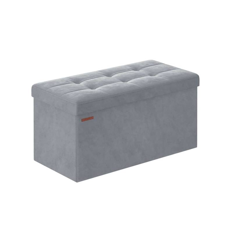 Sitzbank mit Stauraum aus Samt, 38 x 76 x 38 cm, klappbare Sitztruhe von SONGMICS