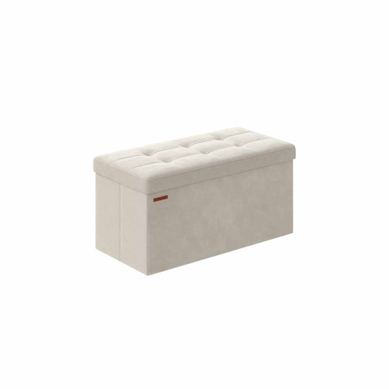 Sitzbank mit Stauraum aus Samt, 38 x 76 x 38 cm, klappbare Sitztruhe von SONGMICS