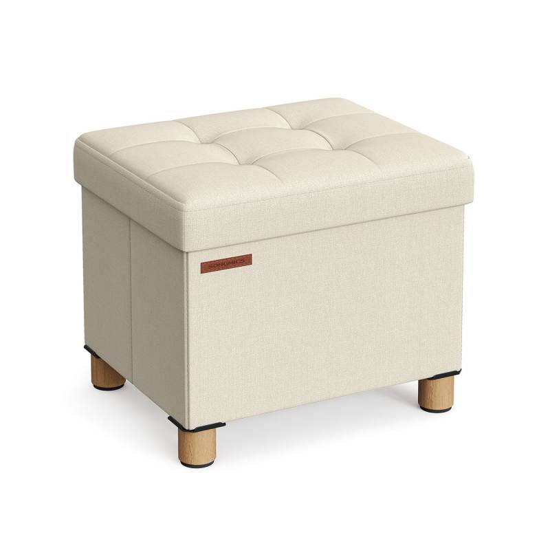 Sitzhocker mit Stauraum bis 300 kg belastbar cremeweiß von SONGMICS