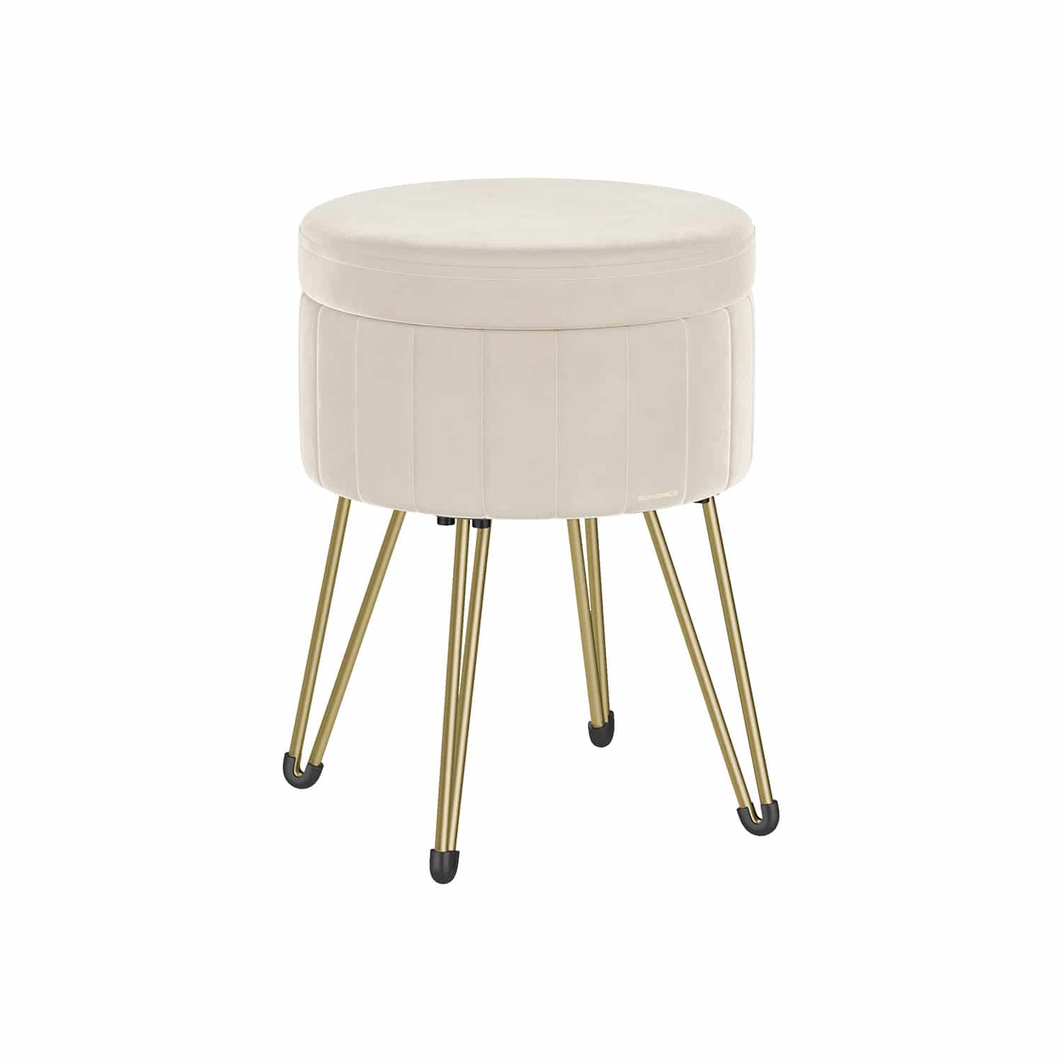 Sitzhocker mit Stauraum und 4 Metallbeinen cremeweiß von SONGMICS