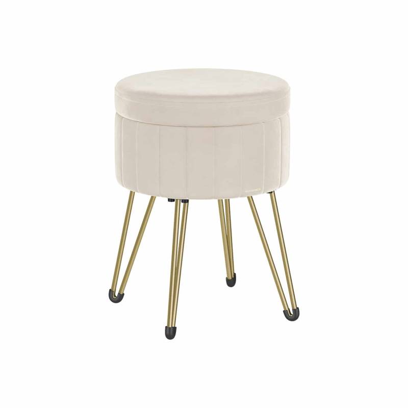 Sitzhocker mit Stauraum und 4 Metallbeinen cremeweiß von SONGMICS