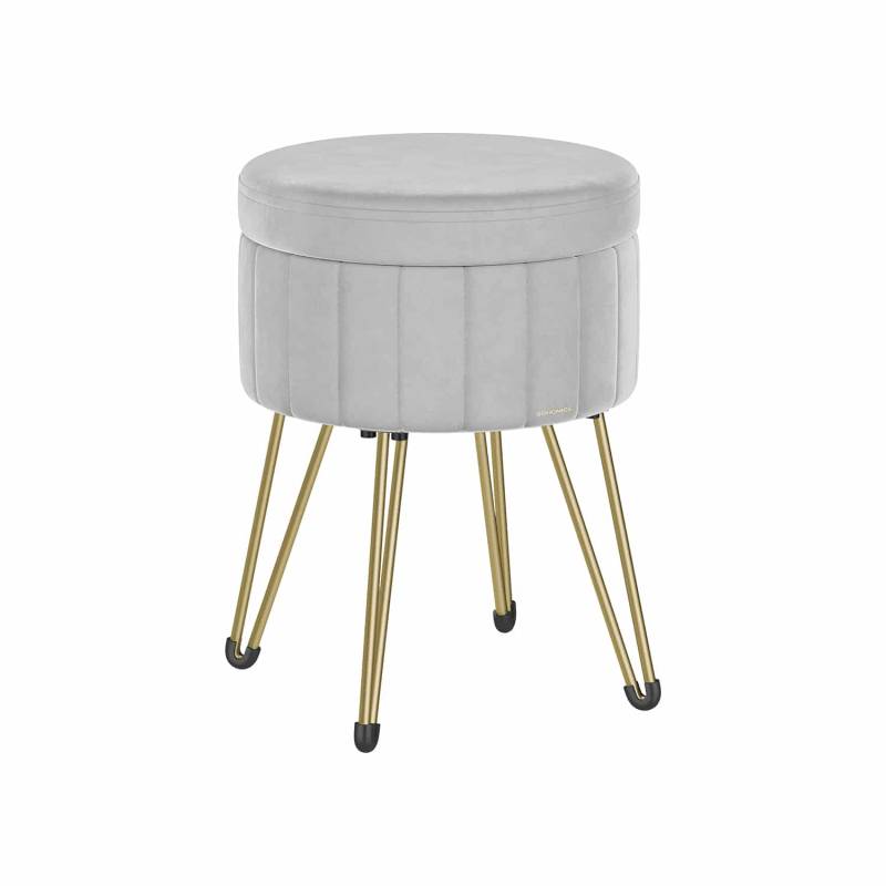 Sitzhocker mit Stauraum und 4 Metallbeinen taubengrau von SONGMICS