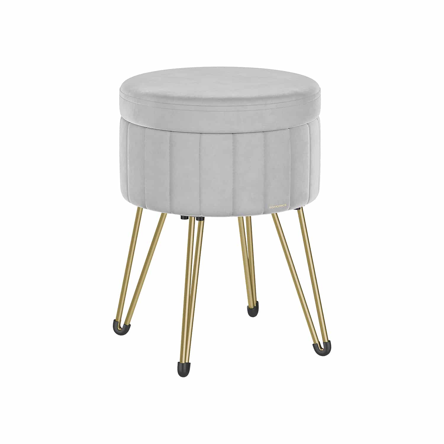 Sitzhocker mit Stauraum und 4 Metallbeinen taubengrau von SONGMICS