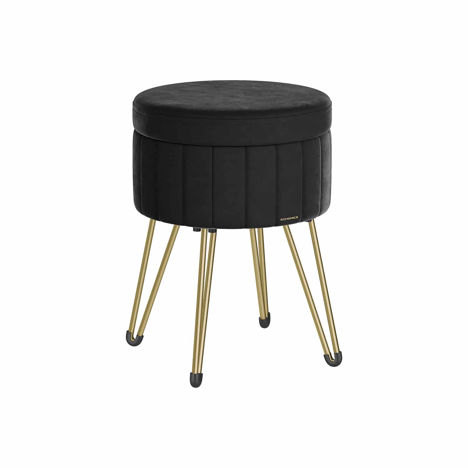 Sitzhocker mit Stauraum und 4 Metallbeinen tintenschwarz von SONGMICS