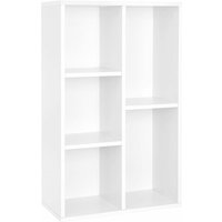 Songmics - vasagle Bücherregal, Standregal, mit 5 Fächern, für Wohnzimmer, Arbeitszimmer, Kinderzimmer, Büro, als Raumteiler, 50 x 24 x 80 cm, weiß von SONGMICS