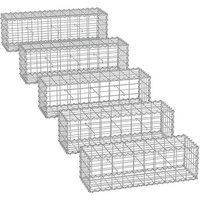 Songmics - Gabionenkorb,100 x 30 x 30 cm,5er Set, Metall-Steinkorb mit 5 x 10 cm Maschenweite für Mauersteine, verzinkt, Steingabione Mauer, silber von SONGMICS