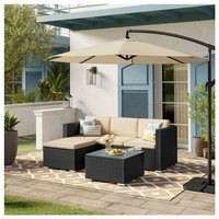 Songmics - Gartenmöbel-Set, Balkonmöbel aus PE-Polyrattan, Terrassenmöbel, Ecksofa, Outdoor, handgeflochtenes Rattan, Lounge-Set, mit Kissen und von SONGMICS