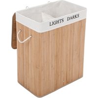 Groß 100L Bambus Faltbar Wäschekorb mit 2 Fächern von SONGMICS