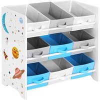 Songmics - Kinderzimmerregal, Spielzeug-Organizer, Bücherregal für Kinder, mit 9 Aufbewahrungsboxen aus Fleece, Kinderzimmer, Schule, Kindergarten, von SONGMICS