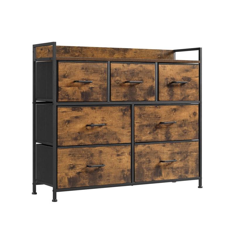 Songmics Kommode 7 Stoffschubladen 28,5 cm x 98 cm x 85 cm Braun-Schwarz von SONGMICS