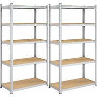 Songmics - Lagerregale, Schwerlastregale, 2er Set, Kellerregale, 200 x 100 x 50 cm, bis 600 kg belastbar, 5 verstellbare Ablagen, Regale aus Metall, von SONGMICS