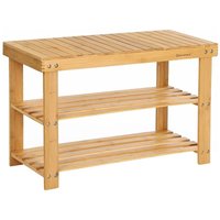Songmics - Schuhbank mit 3 Ebenen aus natürlichem Bambus - L70 cm Songmics - Schuhbank mit 3 Ebenen aus natürlichem Bambus - L70 cm von SONGMICS
