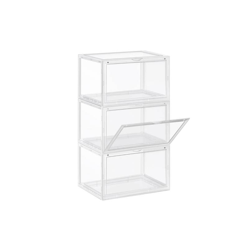 Songmics Schuhboxen 28 cm x 36 cm x 22 cm Transparent 3 Stück von SONGMICS