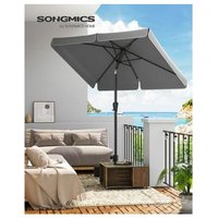 Songmics - Sonnenschirm 200 x 150 cm, rechteckiger Balkonschirm, Sonnenschutz upf 50+, beidseitig um 30° knickbar, für Garten, Terrasse, ohne von SONGMICS