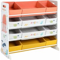 Songmics - Spielzeugregal, Kinderzimmerregal mit 12 Stoffboxen, für Bücher und Spielzeug, Spielzeug-Organizer, Kinderzimmer, für Kinder, von SONGMICS