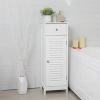 VASAGLE Badezimmerschrank, Badschrank schmal, Aufbewahrungsschrank, kleiner Schrank, mit Schublade, Lamellentür, für Badezimmer, Wohnzimmer, von SONGMICS