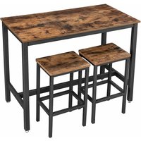 Vasagle Bartisch-Set, Stehtisch mit 2 Barhockern, Küchentresen mit Barstühlen, Küchentisch und Küchenstühle im Industrie-Design, für Küche, 120 x 60 von SONGMICS