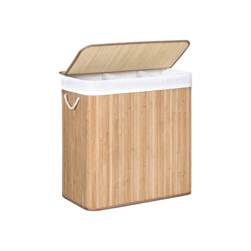 Songmics Wäschekorb 3 Sortierfächern 40 cm x 60 cm x 61,5 cm Holzfarbe 150 l von SONGMICS