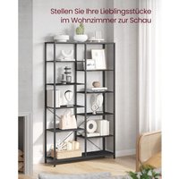 Vasagle Bücherregal mit 5 Ebenen, Standregal, Regal, für Wohnzimmer, Bad, Küche, Flur, einfache Montage, Schwarze Holzoptik-schwarz SLL155B56 von SONGMICS