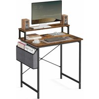 Songmics - vasagle Schreibtisch, Computertisch mit Monitorständer, Aufbewahrungstasche, verstellbare Füße, Industrie-Design, 80 x 55 x 90 cm, für von SONGMICS