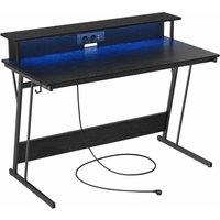 Songmics - vasagle Schreibtisch, Gaming Tisch mit eingebauter Steckdosenleiste, Computertisch, mit Monitorständer für 2 Monitore, Schlafzimmer, 60 x von SONGMICS