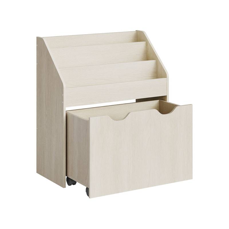 Spielzeugregal mit 3 Regalebenen auf Rollen haferflockenbeige von SONGMICS