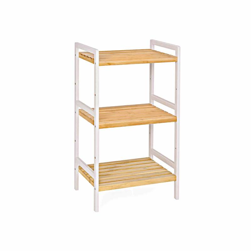 Standregal aus Bambus Weiß-Naturfarbe von SONGMICS