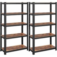 Standregale, 2er Set, Bücherregale, Lagerregale, 5 Ablagen, Küchenregale, Regale, 150 x 75 x 30 cm, bis 650 kg belastbar, verstellbare Ablagen, von SONGMICS