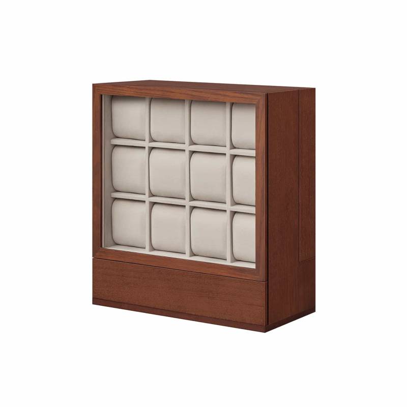 Uhrenbox 12 Fächer mit Fenster Geschenkidee kaffeebraun von SONGMICS