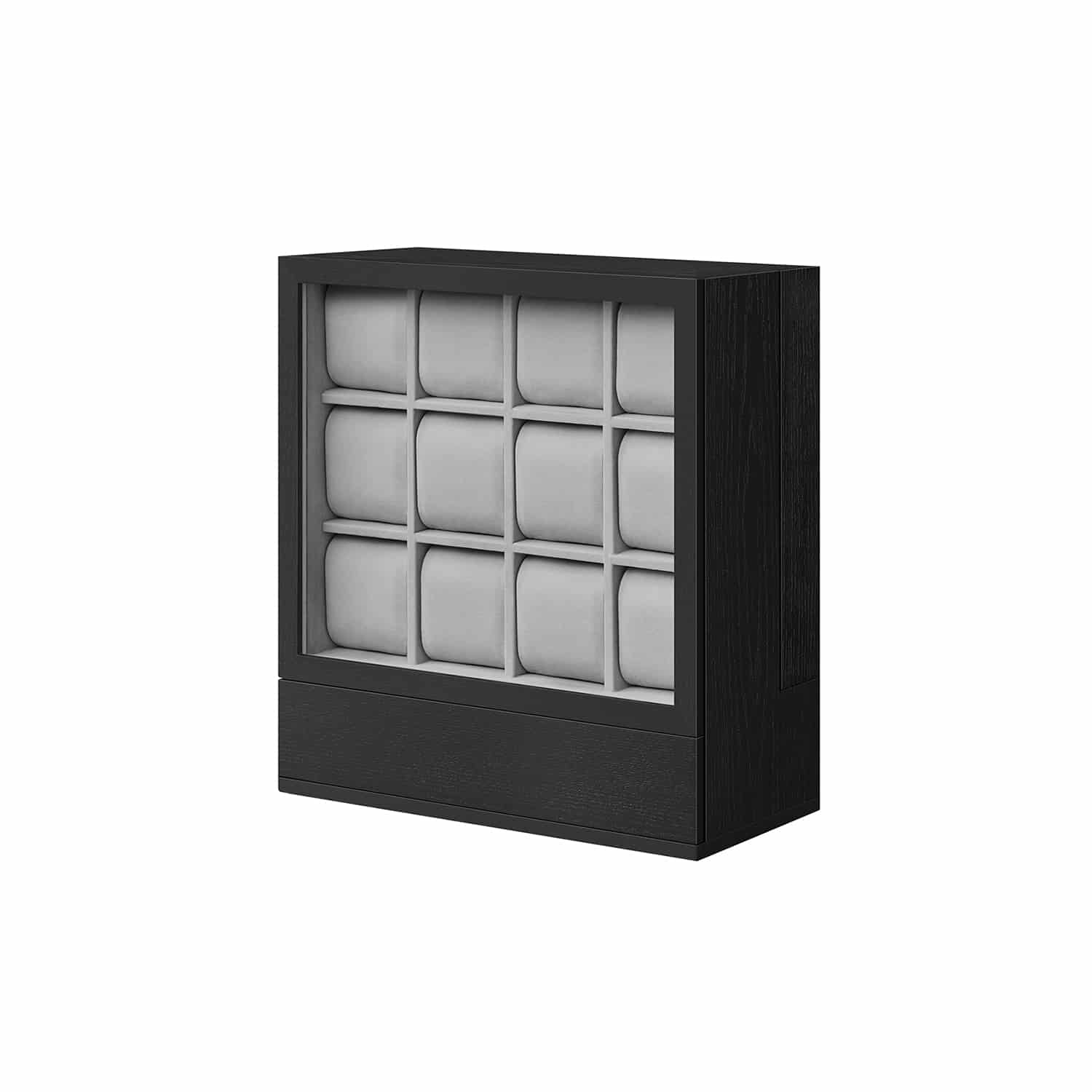 Uhrenbox 12 Fächer mit Fenster ebenholzschwarz von SONGMICS