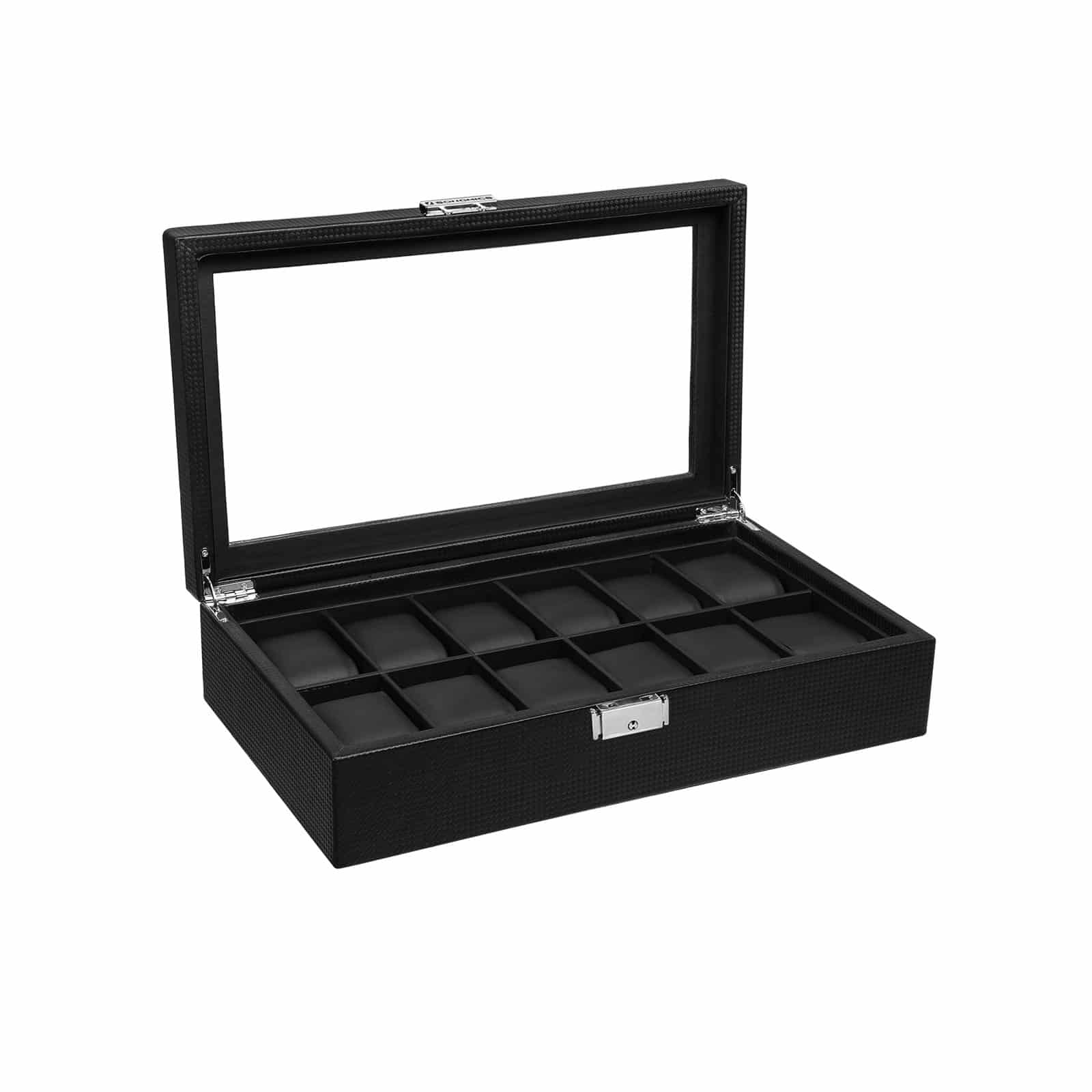 Uhrenbox für 12 Uhren Schwarz von SONGMICS