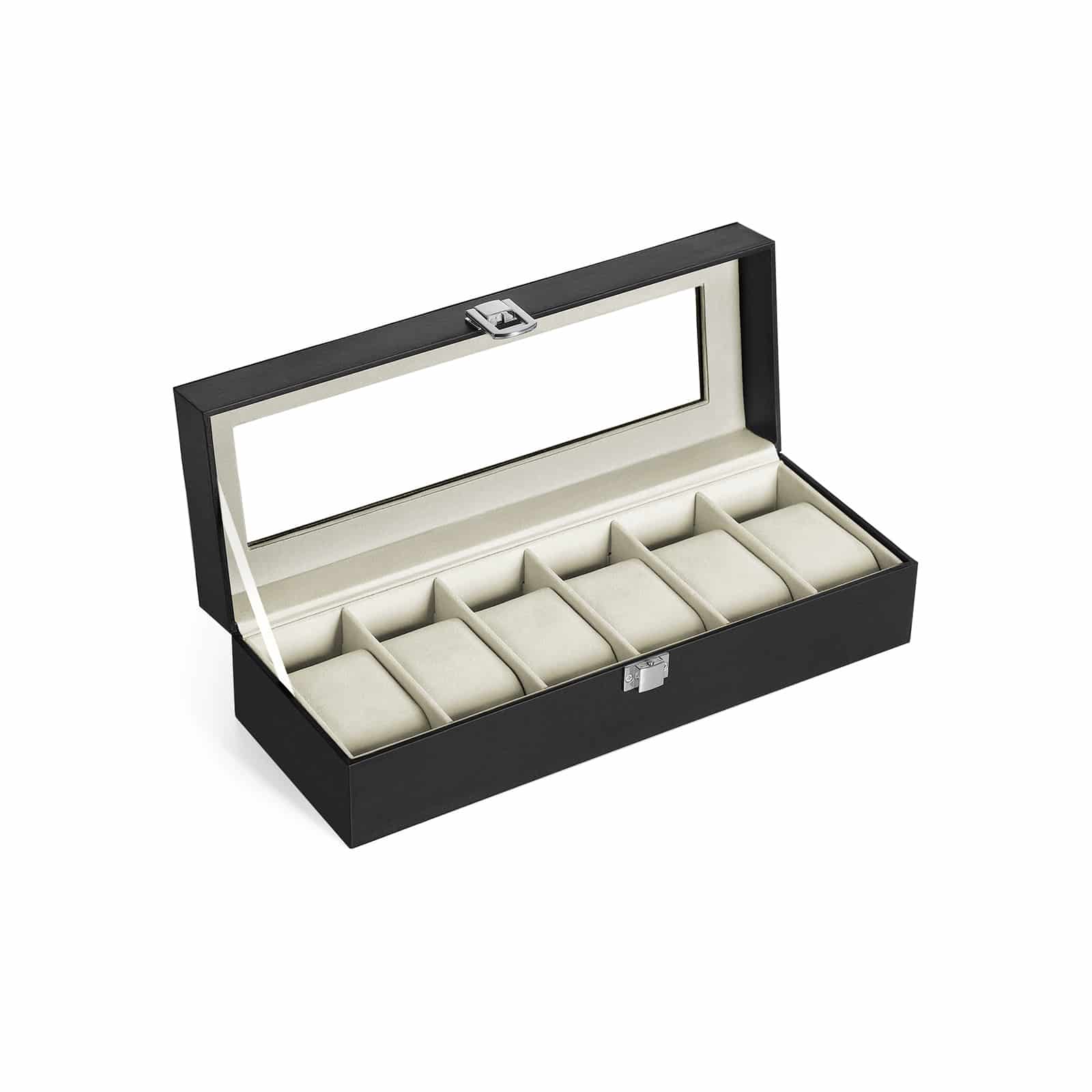 Uhrenkasten mit Glasdeckel Schwarz Uhrenkasten mit Glasdeckel Schwarz von SONGMICS