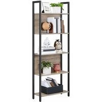 Vasagle Bücherregal, Küchenregal, Standregal mit 5 offenen Regalebenen, Flur, Küche, Büro, stabiles Stahlgestell, Industrie-Design, Greige-schwarz von SONGMICS