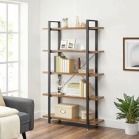 Vasagle Bücherregal, stabiles Standregal mit 5 Regalebenen, Wohnzimmerregal im Industrie-Design, einfacher Aufbau, Wohnzimmer, Schlafzimmer, Büro, von SONGMICS