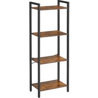 Vasagle Regal, Standregal mit 4 Ebenen, Bücherregal, 40 x 24 x 107 cm, Aufbewahrungsregal, Stahlgestell, Industrie-Design, für Wohnzimmer, von SONGMICS