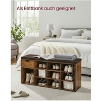 Vasagle Schuhbank, Schuhregal mit Schublade und offenen Fächern, Sitzbank, gepolsterter Sitz, Flur, Schlafzimmer und Eingangsbereich, 104 x 30 x 48 von SONGMICS