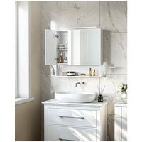 Vasagle Spiegelschrank Badezimmerschrank mit Beleuchtung, Kabel - Weiß von SONGMICS