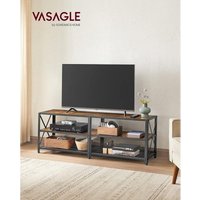 Songmics - vasagle TV-Schrank, Fernsehtisch, Lowboard für Fernseher bis zu 60 Zoll, Fernsehschrank mit Ablagen, Stahlgestell, TV-Regal für von SONGMICS