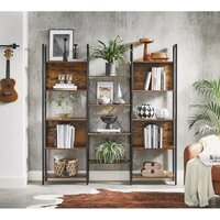 Songmics - vasagle Bücherregal, Leiterregal, 14 Ablagen, Metallgestell, für Wohnzimmer, Arbeitszimmer, Büro, Industrie-Design, 158 x 24 x 166 cm, von SONGMICS