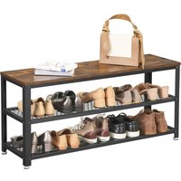 Vasagle Schuhbank, Schuhregal mit 2 Ablagen, Schuhorganizer, 100 x 30 x 45 cm, für Eingangsbereich, Flur, Wohnzimmer, Metallgestell, von SONGMICS