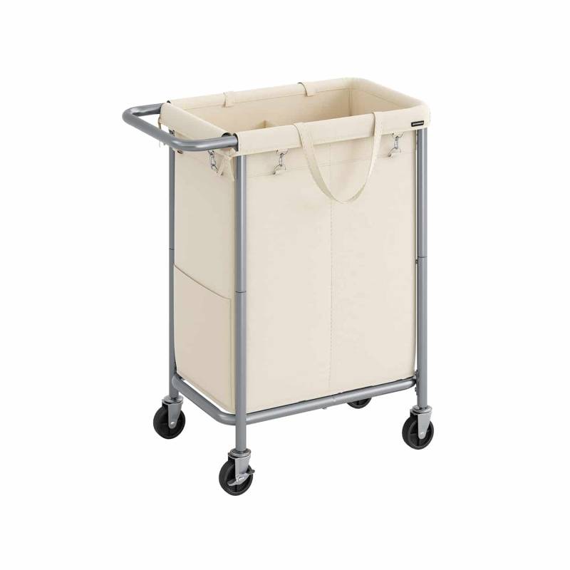 Wäschekorb 2 Fächer 140 Liter  mit Griff cremeweiß von SONGMICS