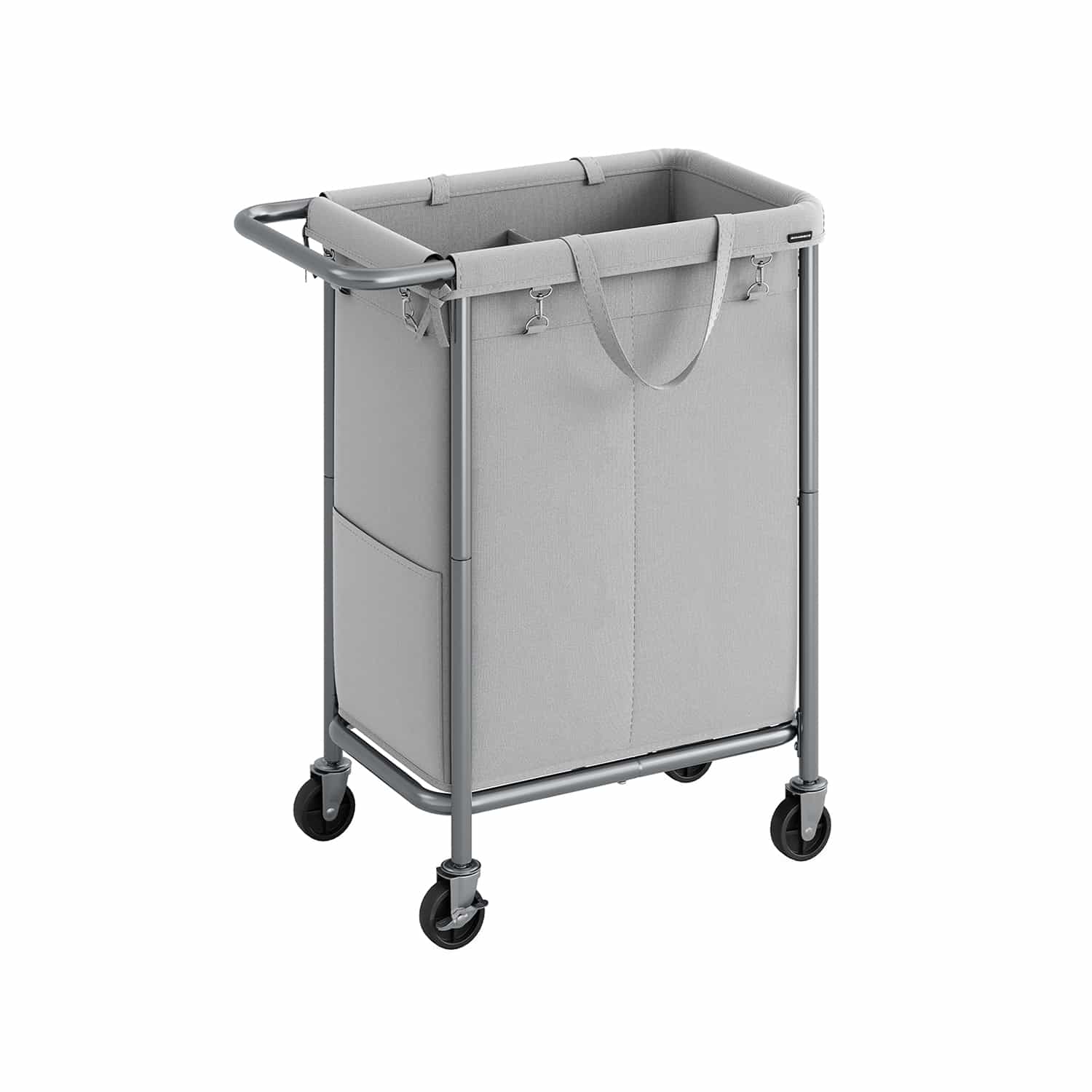 Wäschekorb 2 Fächer 140 Liter mit Griff taubengrau von SONGMICS