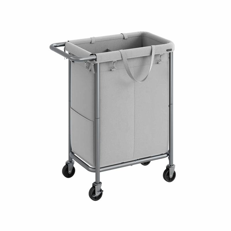 Wäschekorb 2 Fächer 140 Liter mit Griff taubengrau von SONGMICS