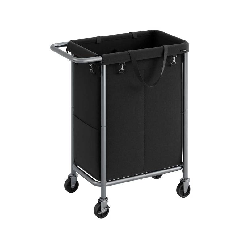 Wäschekorb 2 Fächer 140 Liter mit Griff tintenschwarz von SONGMICS