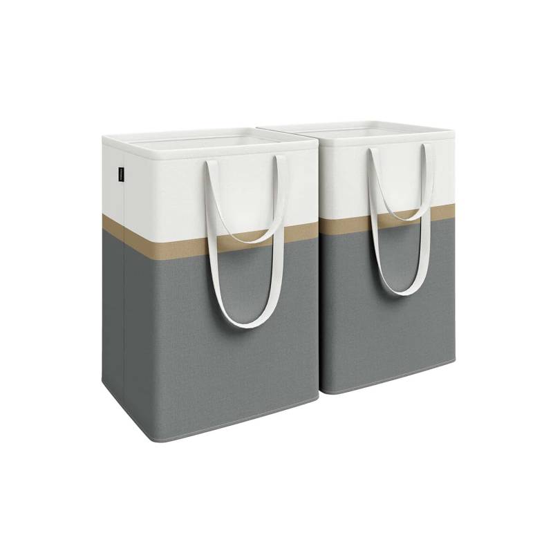Wäschekorb 2er Set 110 L mit Griffen schiefergrau von SONGMICS